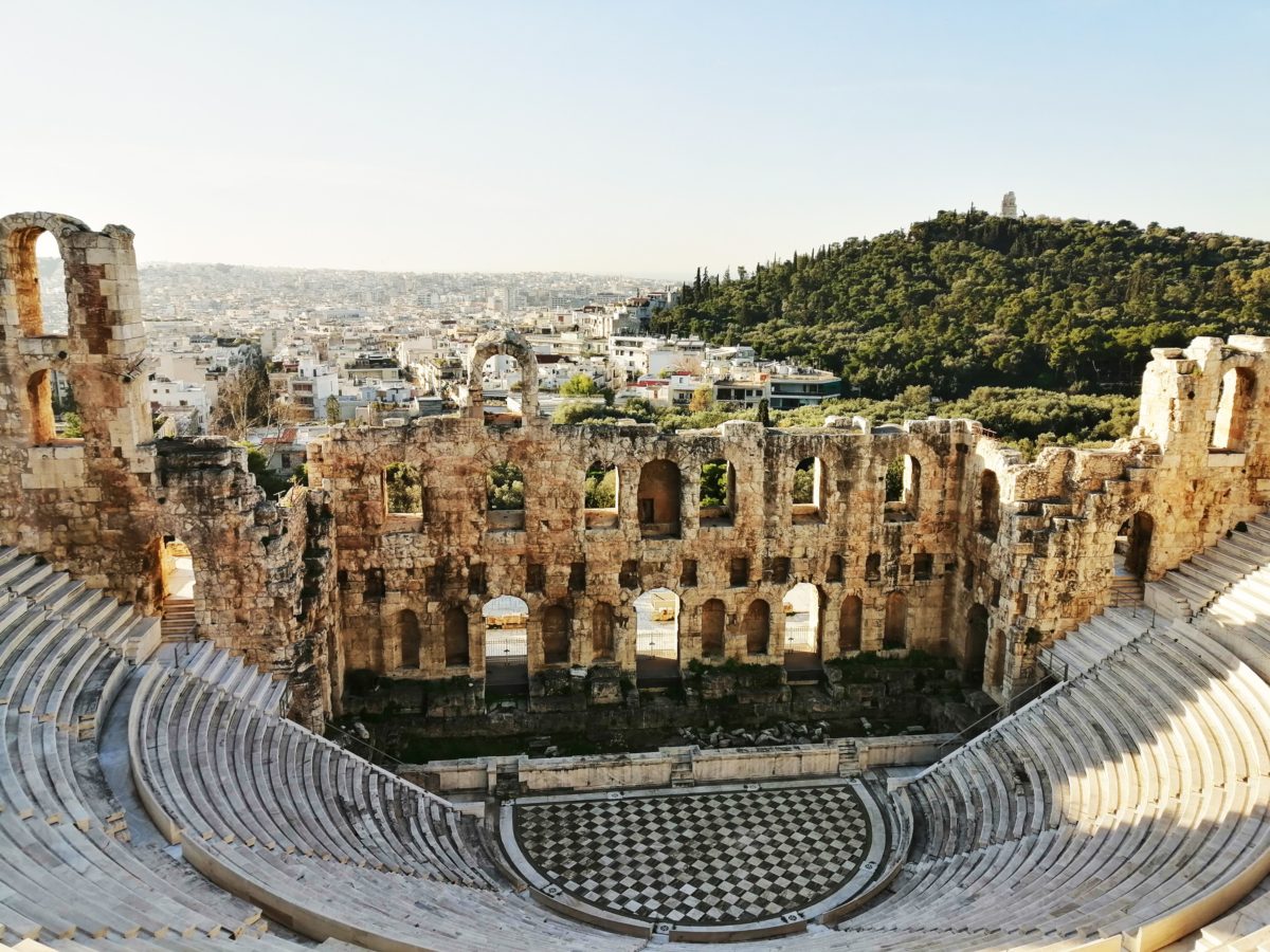 View of amphitheater at Acropolis in Athens