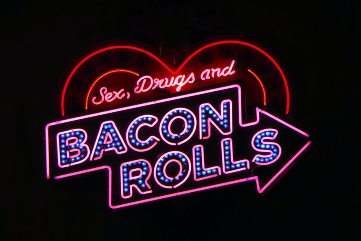 Neon sign in the Breakfast Club, near Liverpool Street, London.